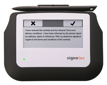 signotec Sigma Pad Vorderansicht mit Text