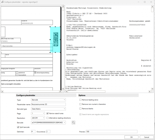 signotec signoSign/2 Barcode Plug-In Screenshot