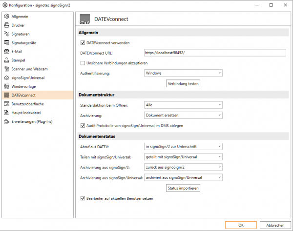 signotec signoSign/2 DATEVconnect Plug-In Screenshot